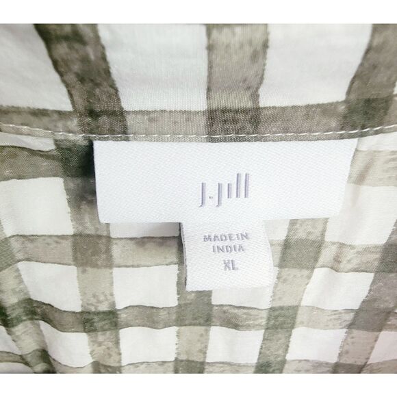 J. Jill XL Cotton Silk Blend Button Up Tie Front Sleeveless Top Green Sleeveless - Picture 6 of 7